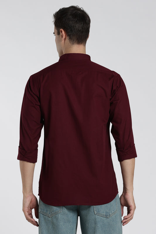 Deep Maroon Linen Shirt