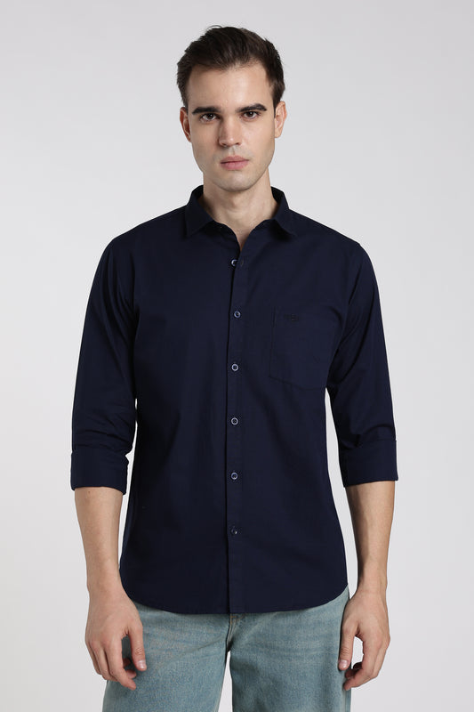 Midnight Navy Solid Casual Shirt