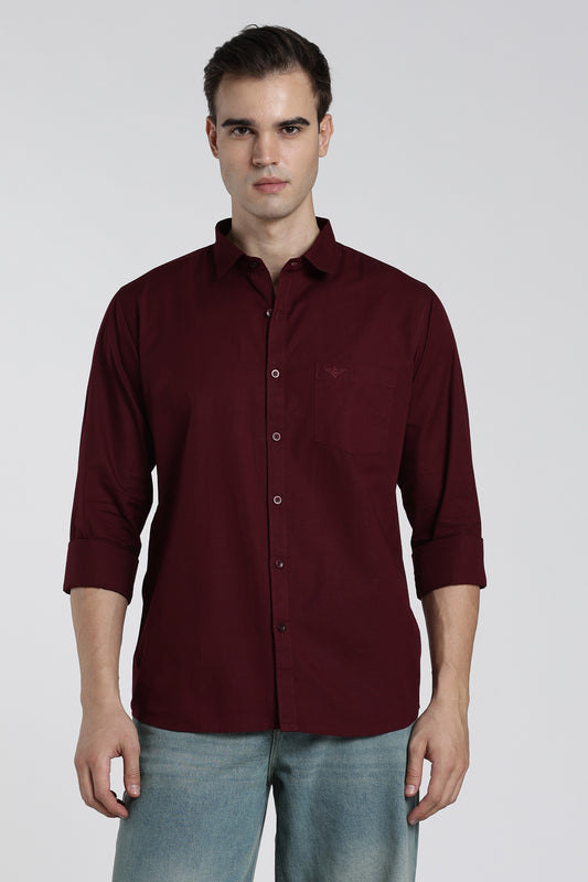 Deep Maroon Linen Shirt