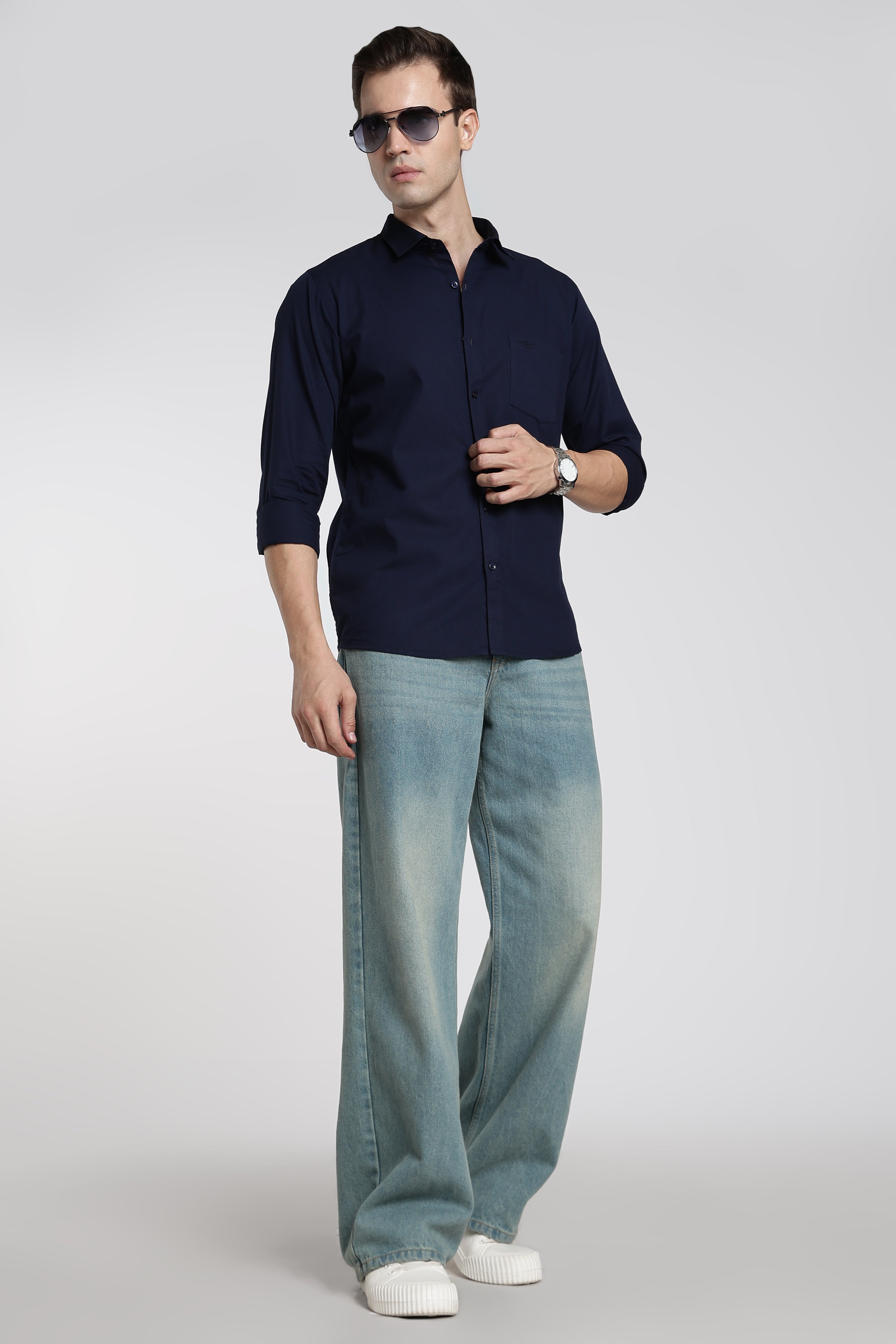Midnight Navy Solid Casual Shirt