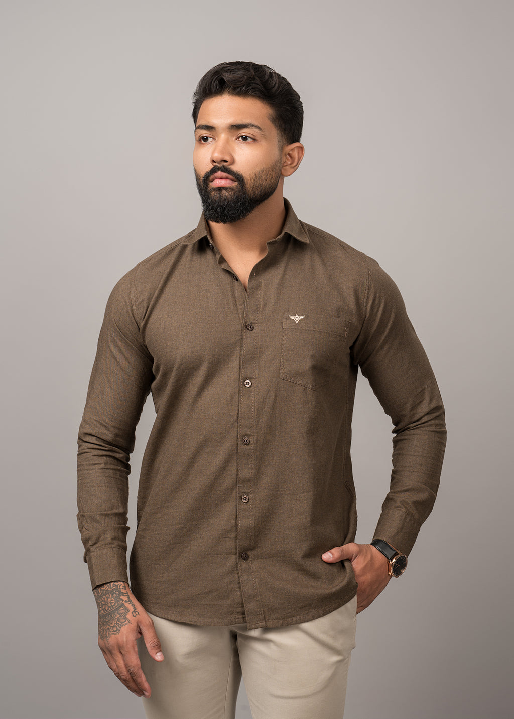 Men’s Coffee Brown Regular Fit Shirt