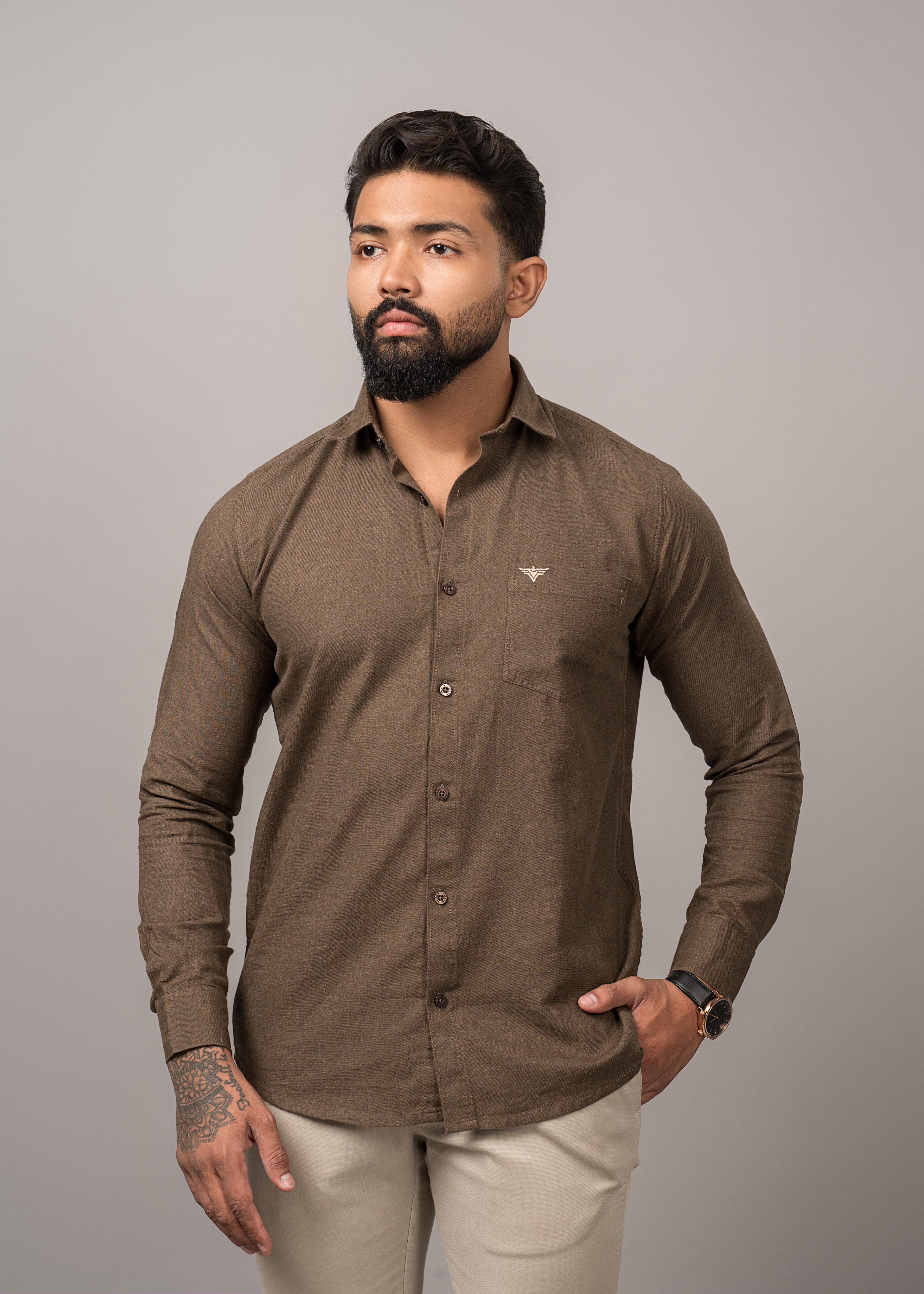 Men’s Coffee Brown Regular Fit Shirt