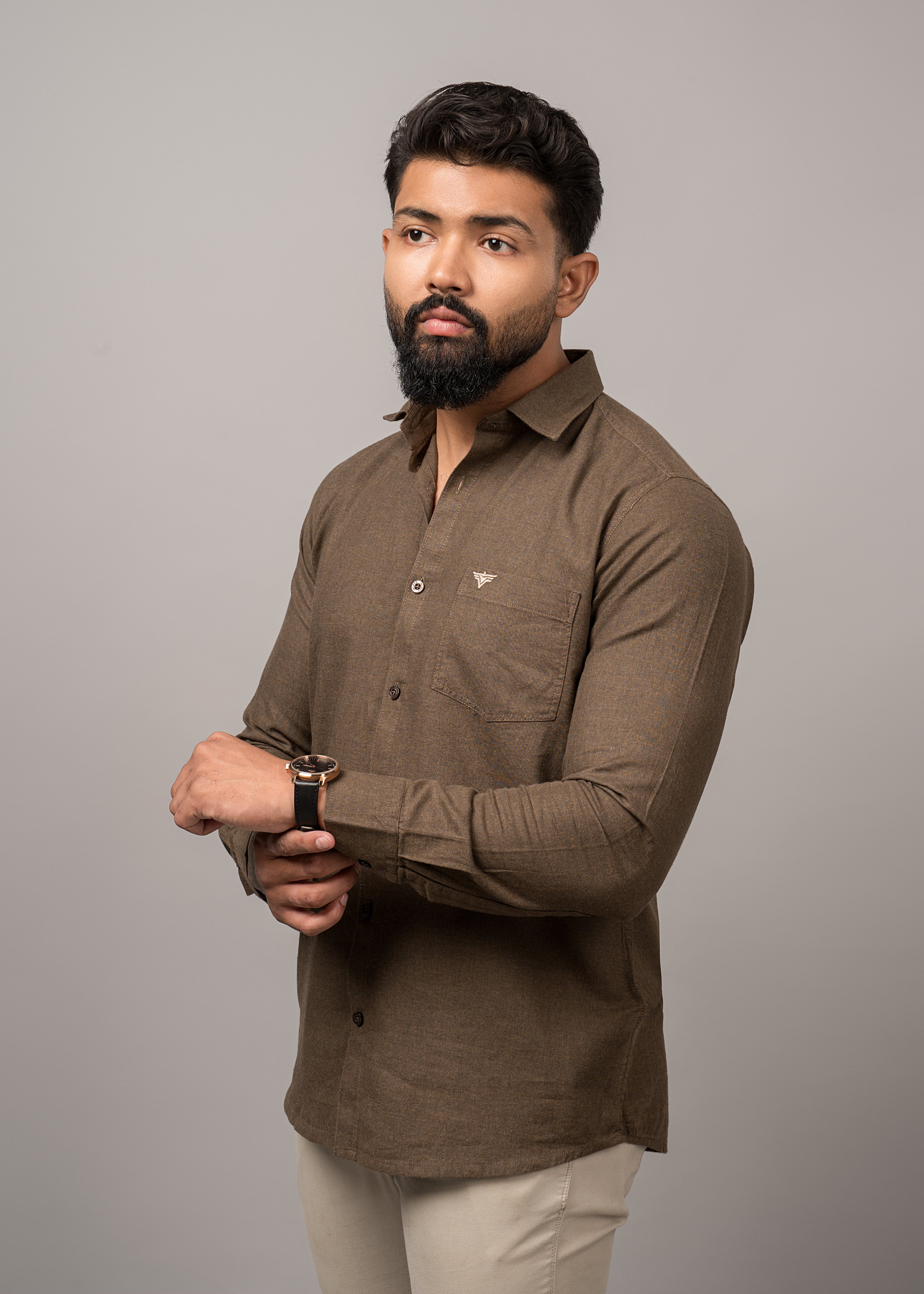 Men’s Coffee Brown Regular Fit Shirt
