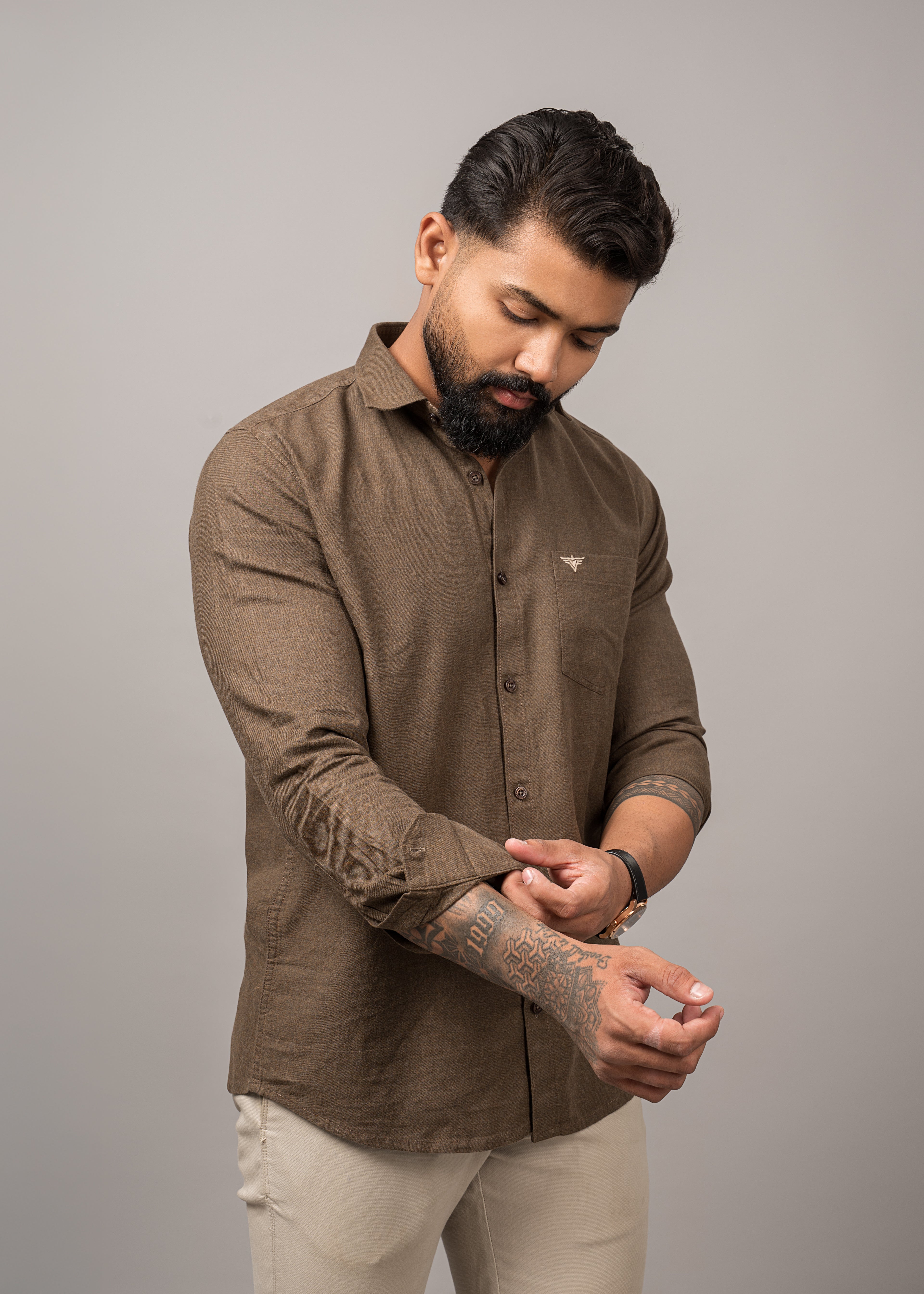 Men’s Coffee Brown Regular Fit Shirt