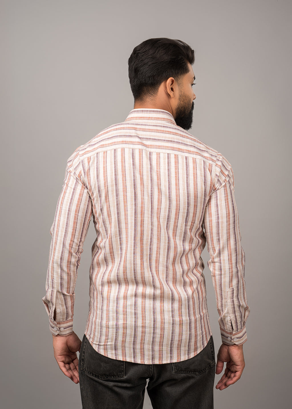 Old Town Classic Stripe Shirt - Rust & Brwon