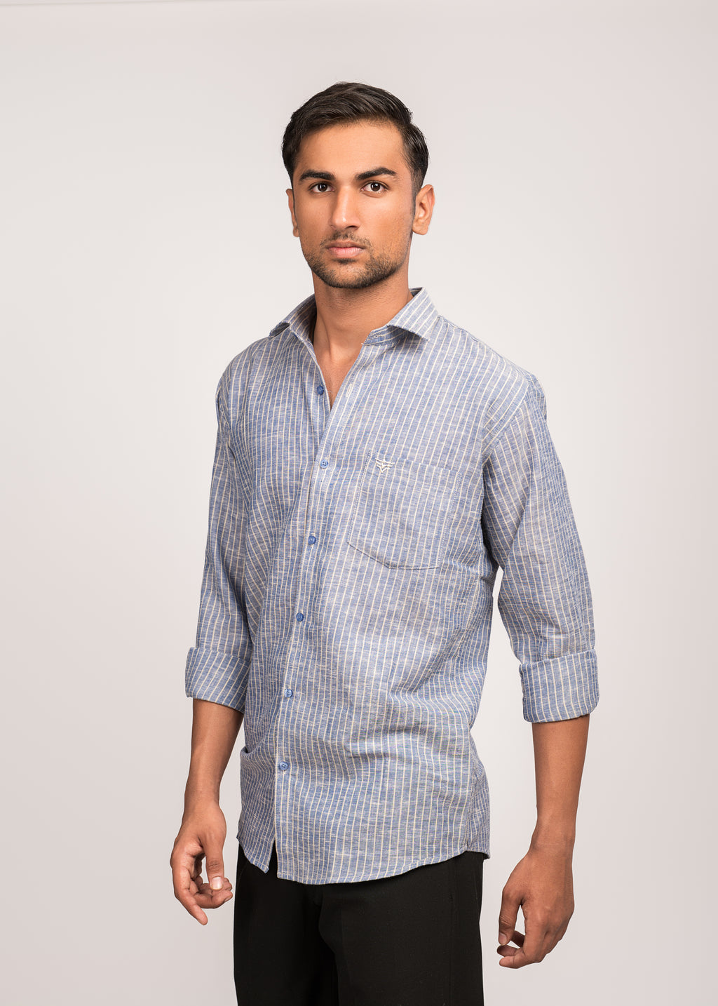 VerveLine Men’s Dual-Tone Light Blue Striped Shirt