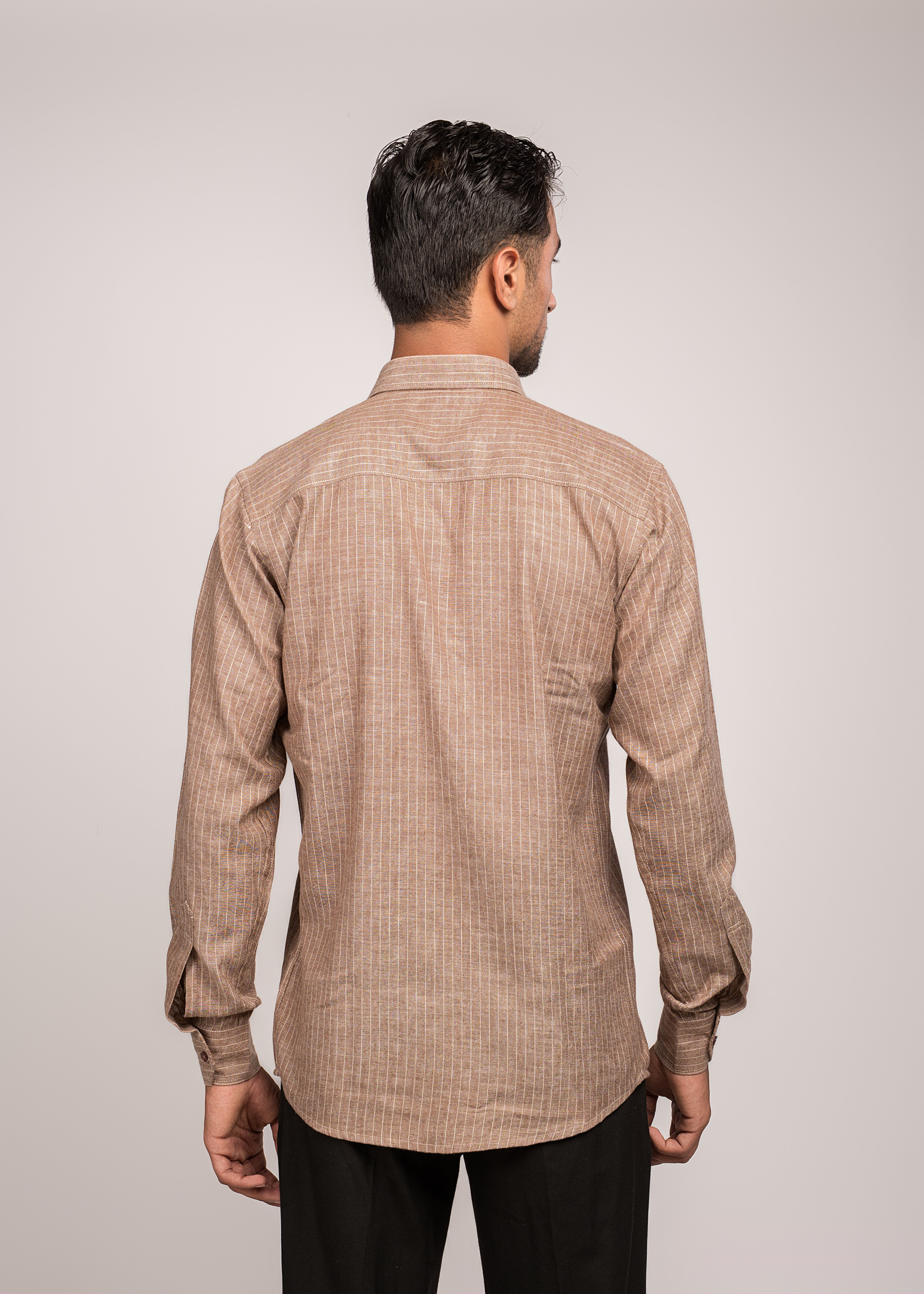 VerveLine Men’s Dual-Tone Brown Striped Shirt
