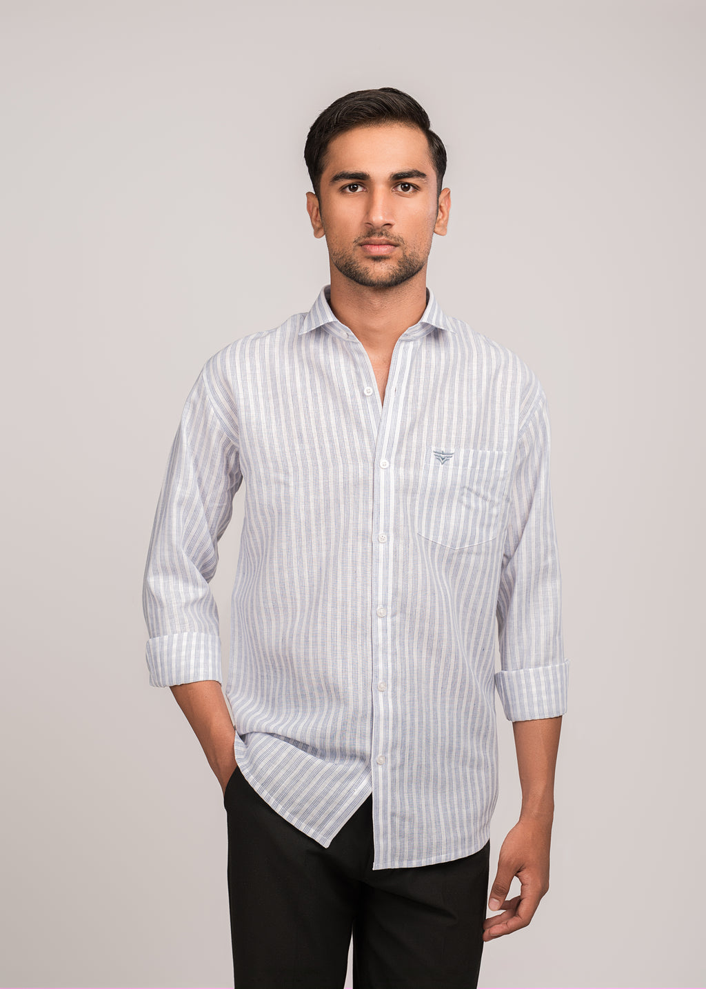 UrbanEdge Men’s Premium Pinstripe Blue Shirt