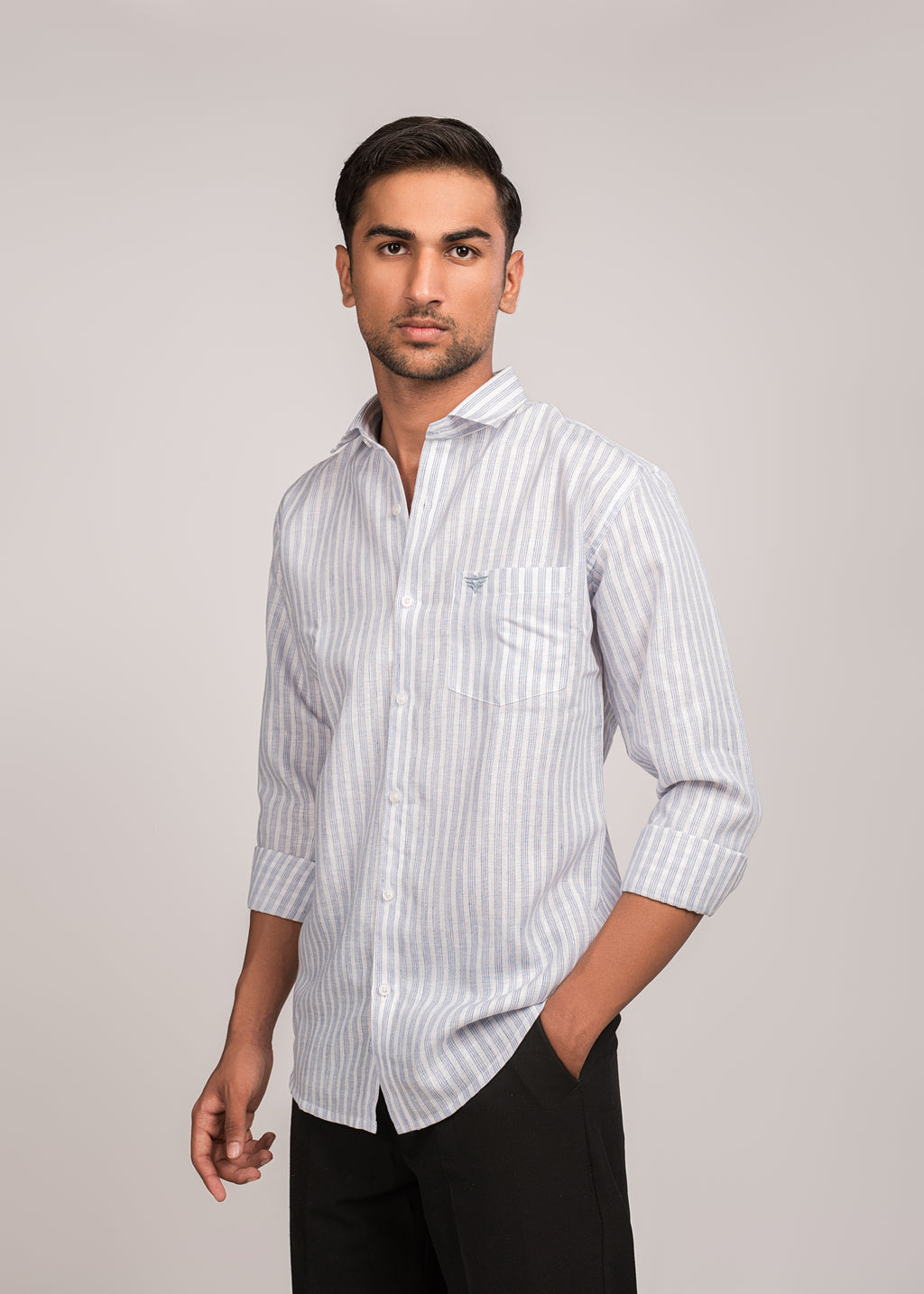 UrbanEdge Men’s Premium Pinstripe Blue Shirt