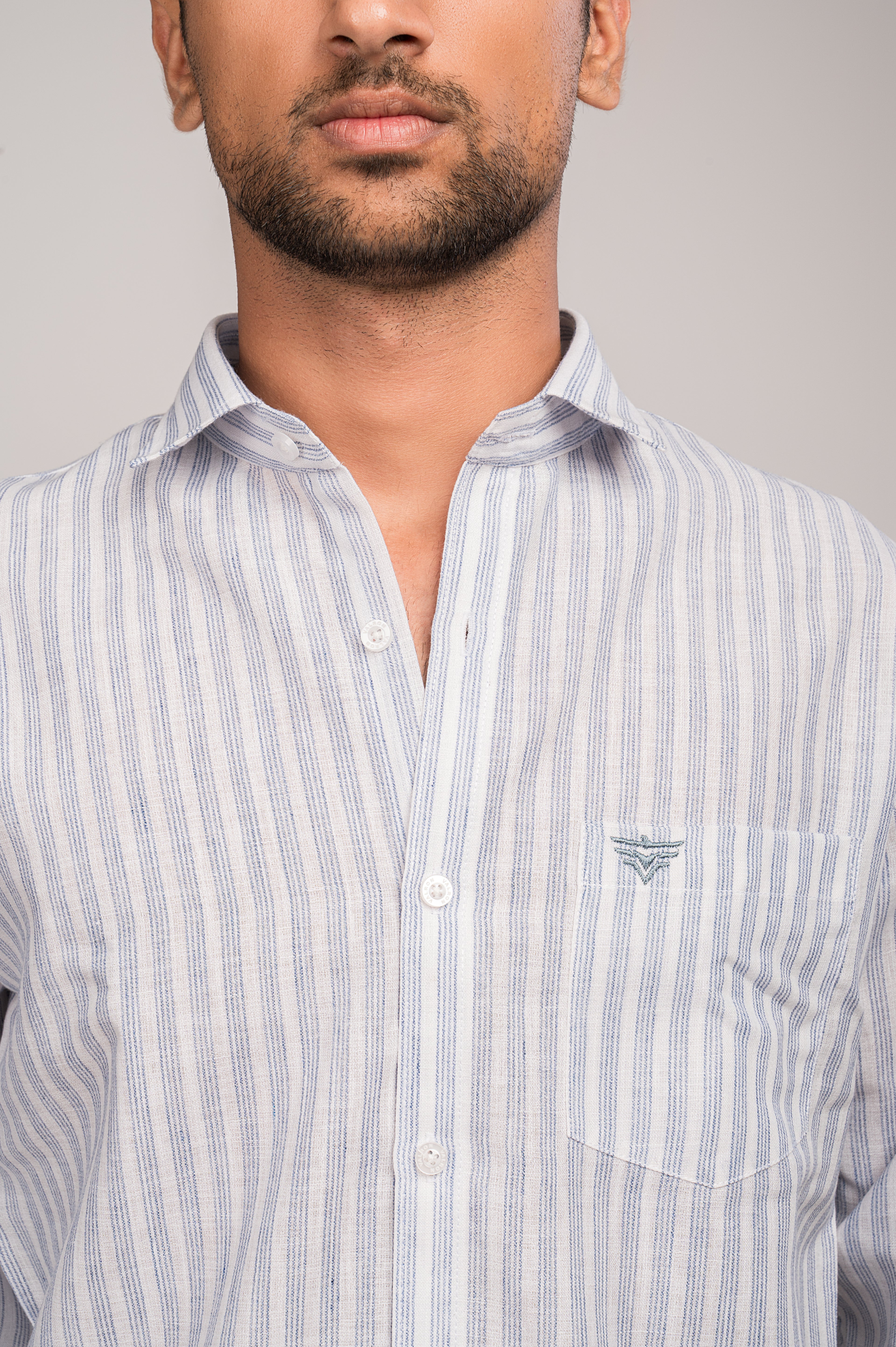 UrbanEdge Men’s Premium Pinstripe Blue Shirt