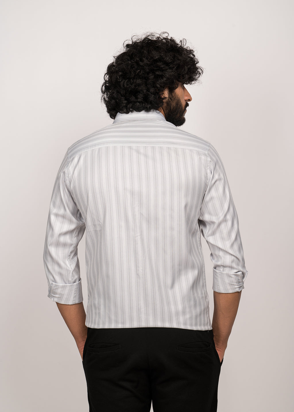 UrbanEdge Men’s Premium Pinstripe Grey Shirt