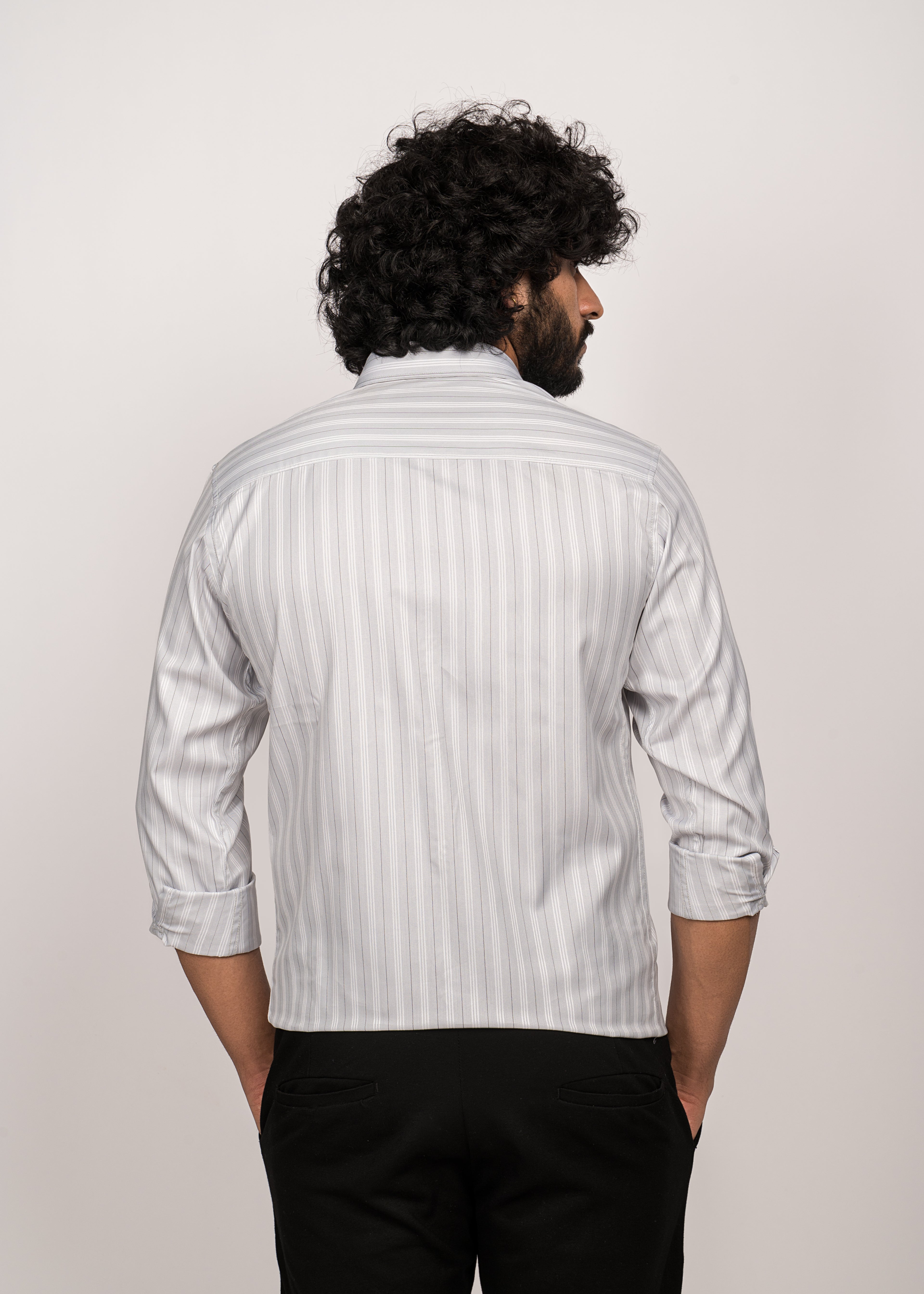UrbanEdge Men’s Premium Pinstripe Grey Shirt