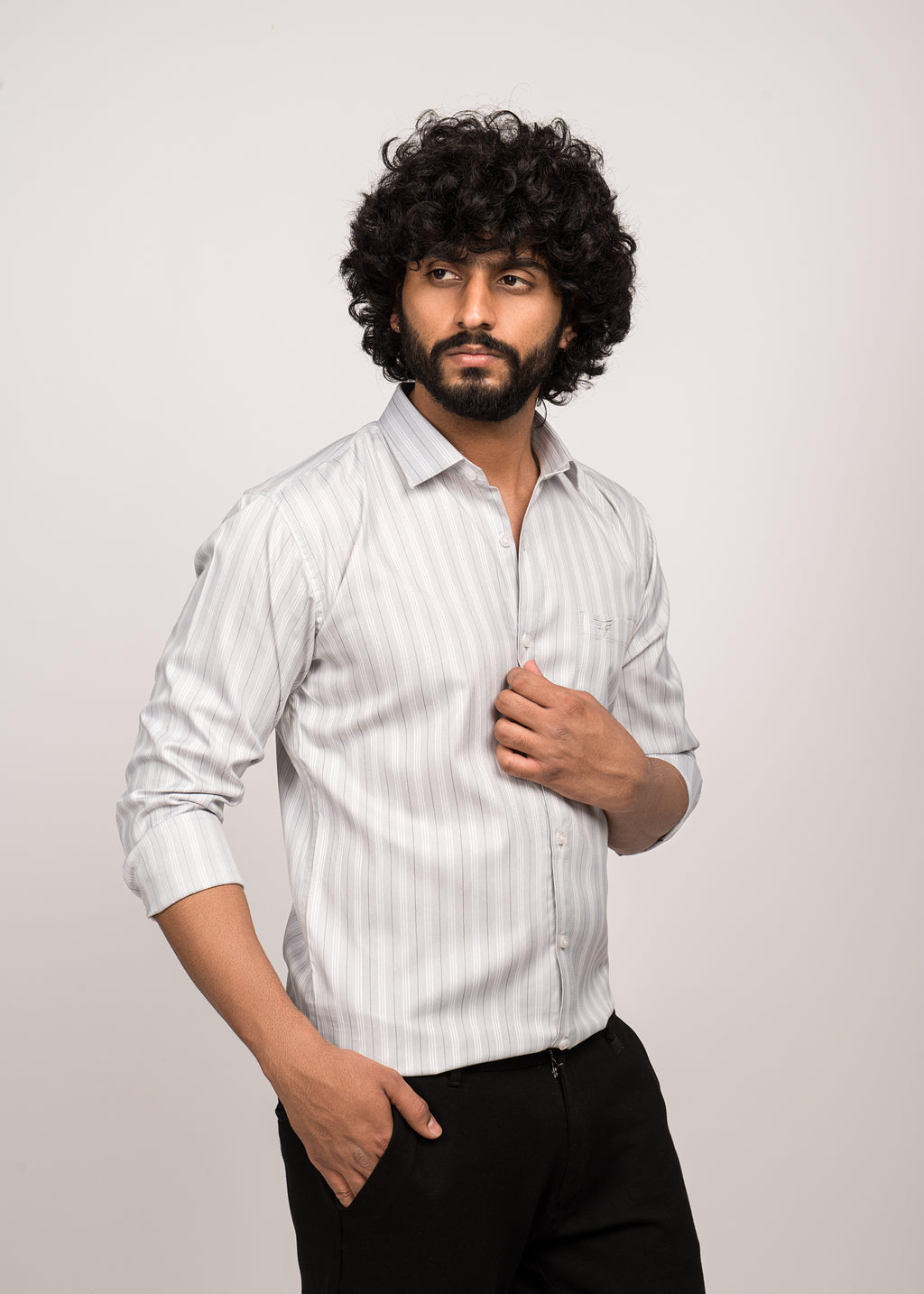 UrbanEdge Men’s Premium Pinstripe Grey Shirt