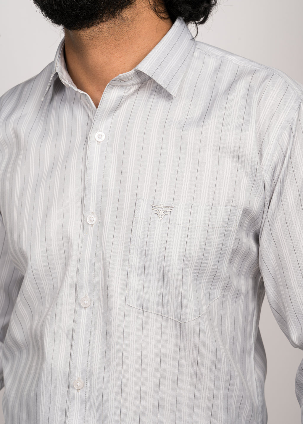 UrbanEdge Men’s Premium Pinstripe Grey Shirt