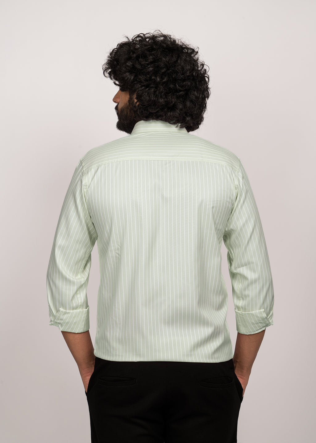 UrbanEdge Men’s Premium Pinstripe Light Green Shirt