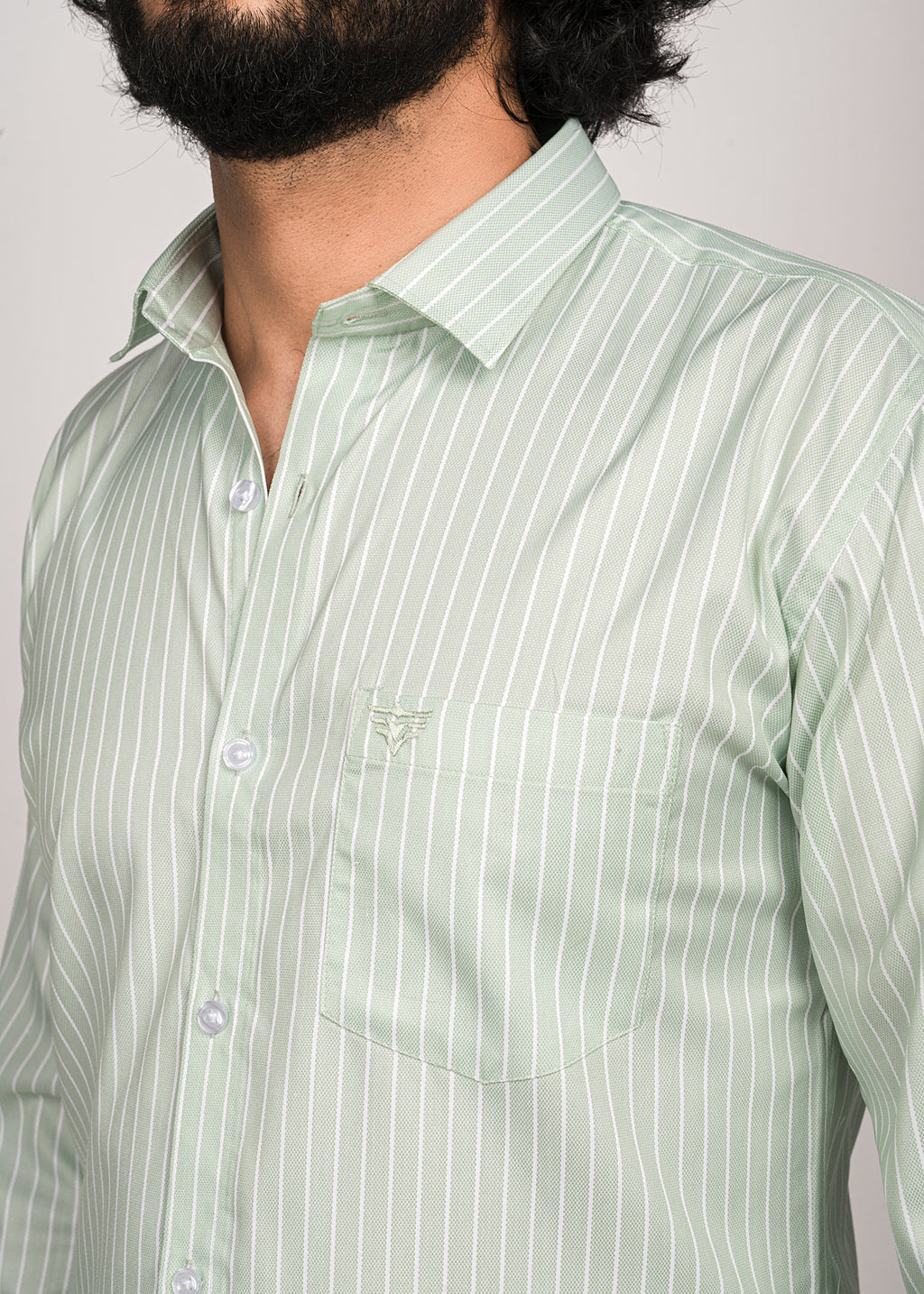UrbanEdge Men’s Premium Pinstripe Light Green Shirt