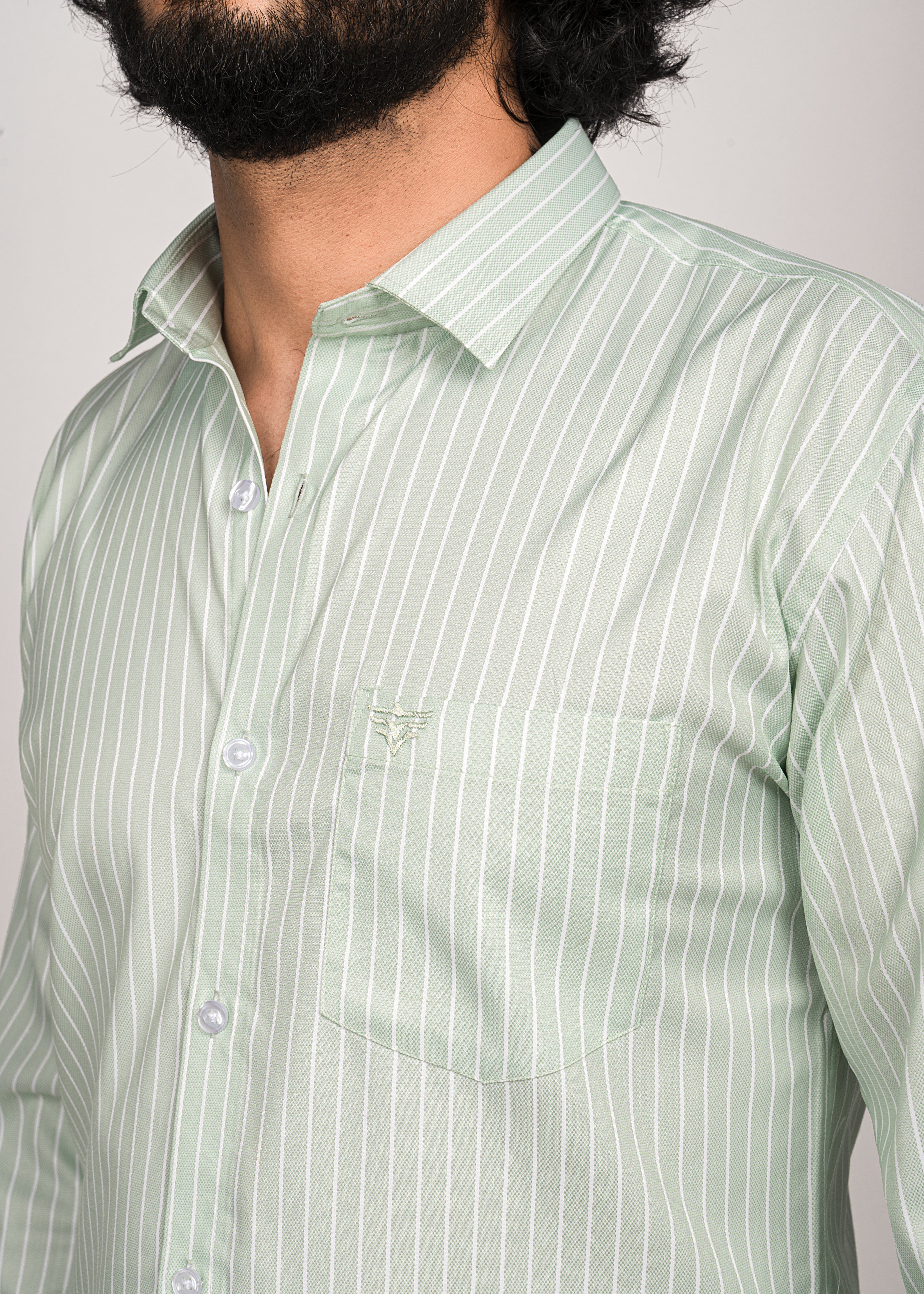 UrbanEdge Men’s Premium Pinstripe Light Green Shirt